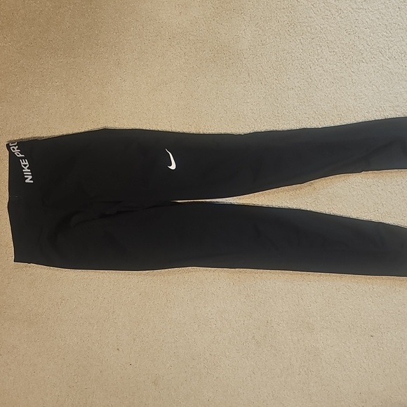 Nike Pants - Nike Pro Women Black Leggings with White Logo Size XS